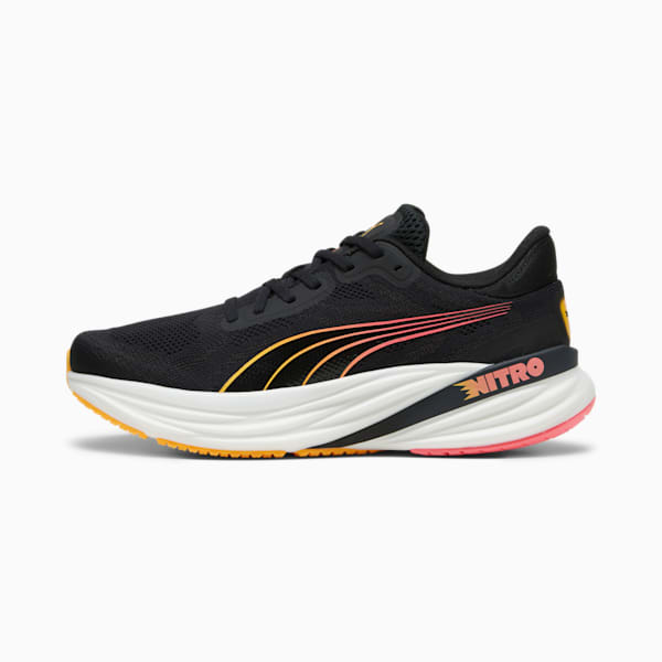 Tenis de running para hombre Magnify NITRO™ 2, PUMA Black-Sun Stream-Sunset Glow, extralarge